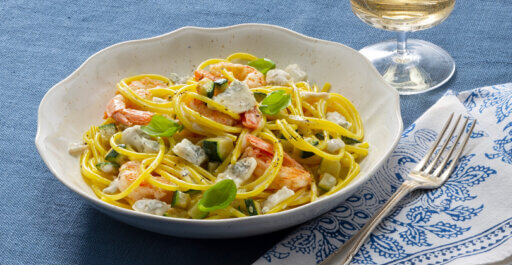 고르곤졸라 돌체, 새우, 주키니, 바질 스파게티